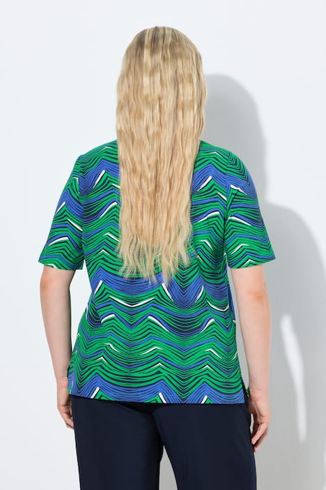 T-Shirt, grafischer Druck, V-Ausschnitt, Halbarm