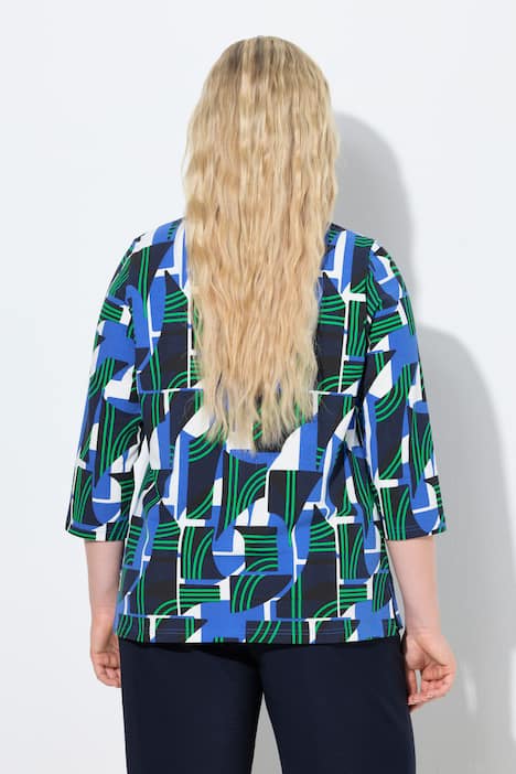 Maglia con stampa grafica, scollo a V e maniche a 3/4