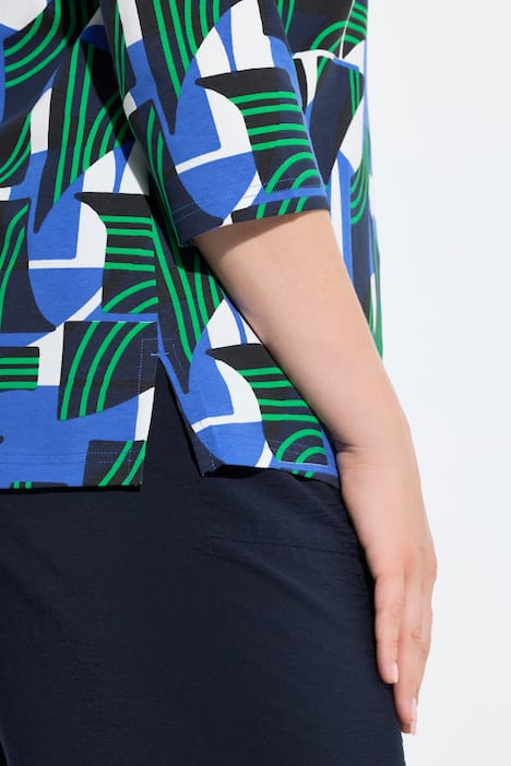 Maglia con stampa grafica, scollo a V e maniche a 3/4