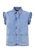 Džínová vesta, Boxy střih, světle sepraná, volány na průramcích