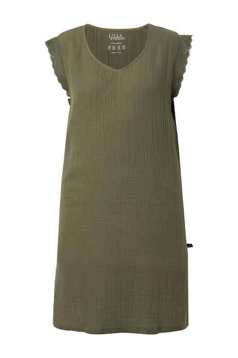 Noční košile, mušelín, dírkovaná krajka, V výstřih, bez rukávů