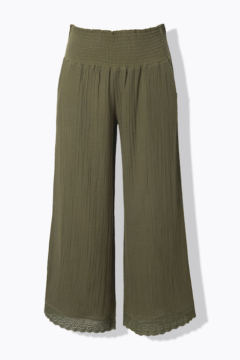 Pyjama, Musselin, Lochspitze, V-Ausschnitt, ärmellos