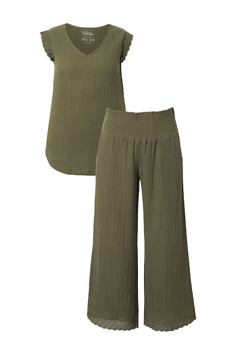 Pyžamo, mušelín, véčkový výstřih, bez rukávů