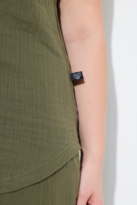 Pyjama, Musselin, Lochspitze, V-Ausschnitt, ärmellos