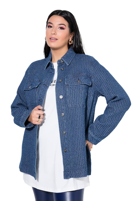 Košilová bunda, široký střih, strukturovaná, dlouhé rukávy