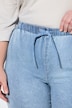 Jean à enfiler, jambe large et taille élastique, petites pierres scintillantes