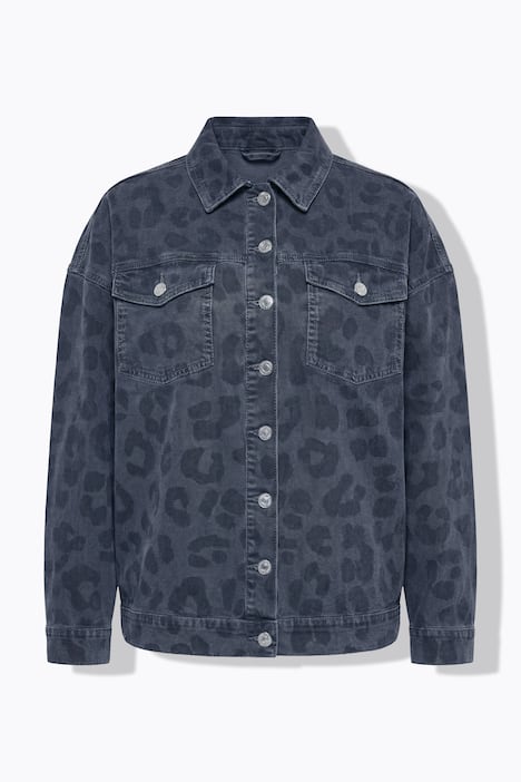 Jeansjacke, oversized, Grey-Denim mit Leo