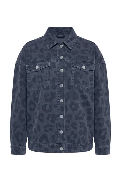 Džínová bunda, oversize, šedá džínovina s leopardím vzorem
