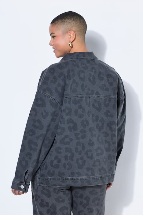 Jeansjacke, oversized, Grey-Denim mit Leo