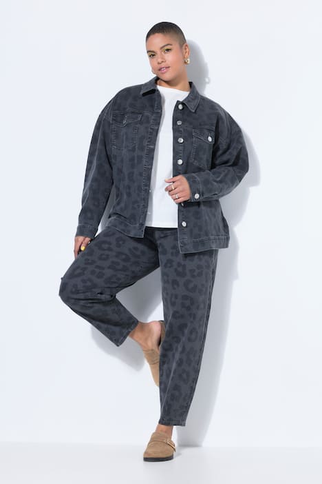 Jeansjacke, oversized, Grey-Denim mit Leo