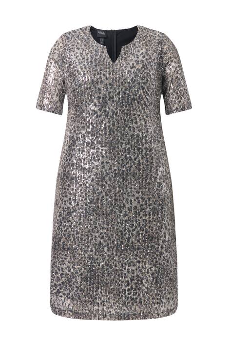 Šaty s flitry, leopardí vzor, áčkový střih, polo rukávy