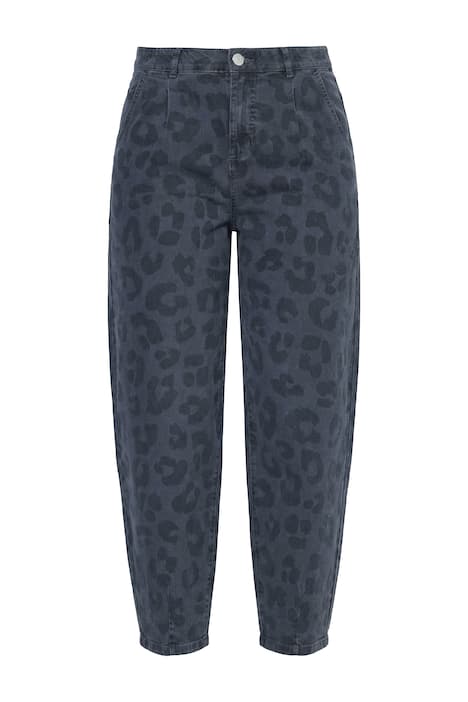 Balónové džíny, široký střih, vysoký pas, leopardí vzor