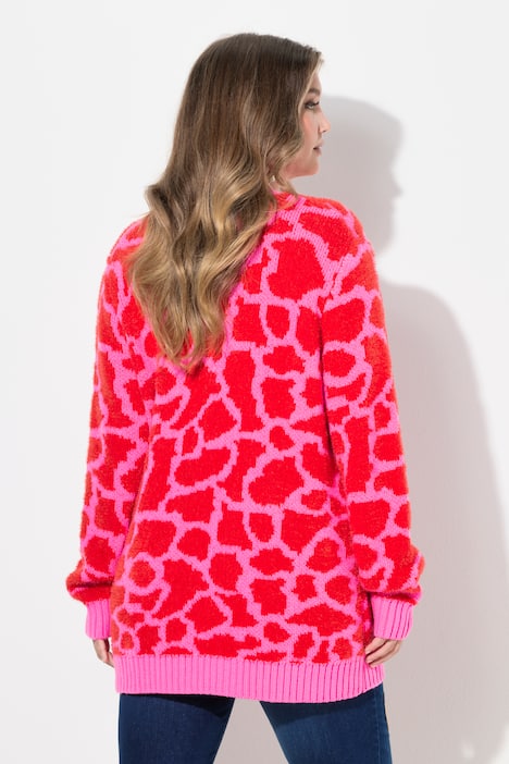 Strickjacke, Regular Fit, farbiges Leomuster