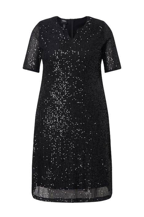 Šaty s flitry, áčkový střih, polo rukávy