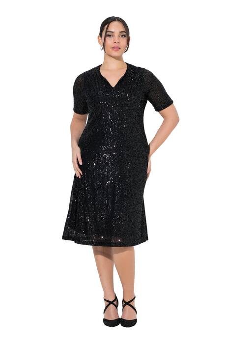 Šaty s flitry, áčkový střih, polo rukávy