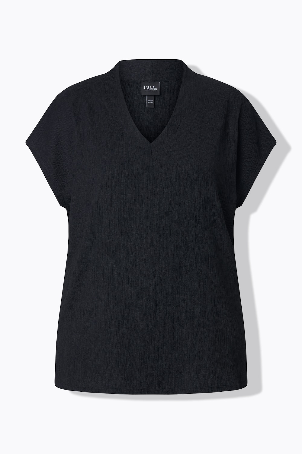 Stora storlekar Oversize topp med ståkrage, Dam, svart, storlek: 58/60, Polyester, Ulla Popken