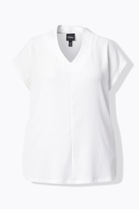 Collared Cap Sleeve V-Neck Tee