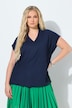 Collared Cap Sleeve V-Neck Tee