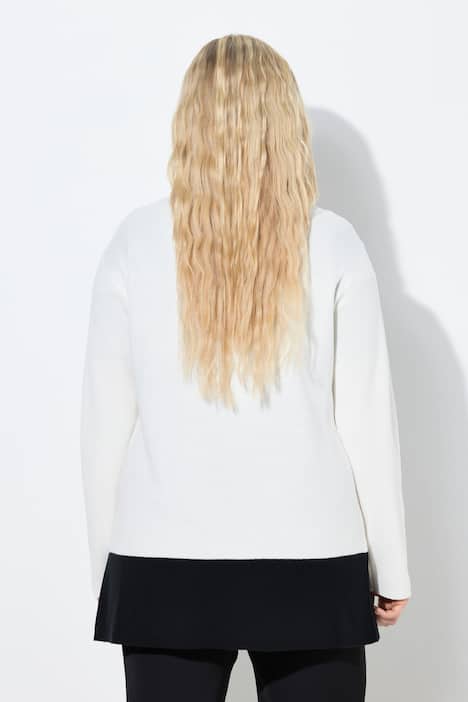 Neuletakki, tekstikuvio, pystykaulus, 3/4-hihat