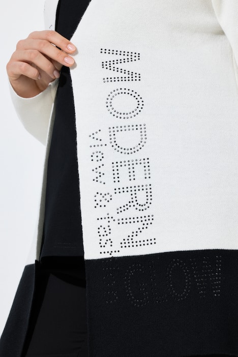 Neuletakki, tekstikuvio, pystykaulus, 3/4-hihat