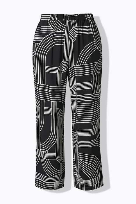 Hose Rose, grafischer Druck, weites Bein, Elastikbund