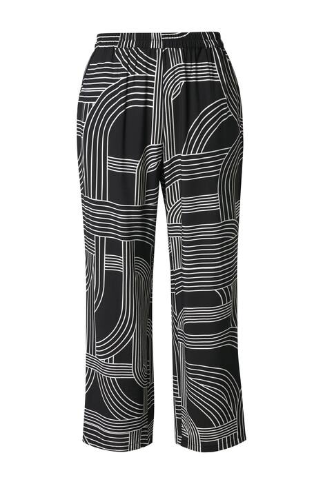 Kalhoty Rose, grafický potisk, široké nohavice, pružný pas