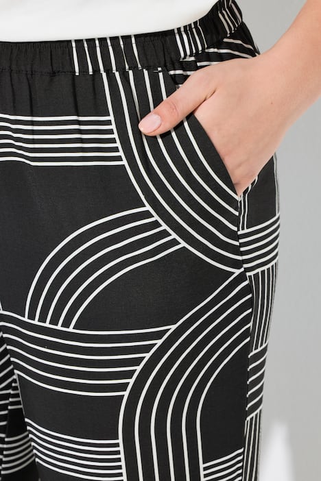 Hose Rose, grafischer Druck, weites Bein, Elastikbund