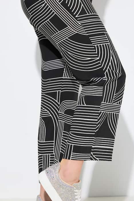 Hose Rose, grafischer Druck, weites Bein, Elastikbund