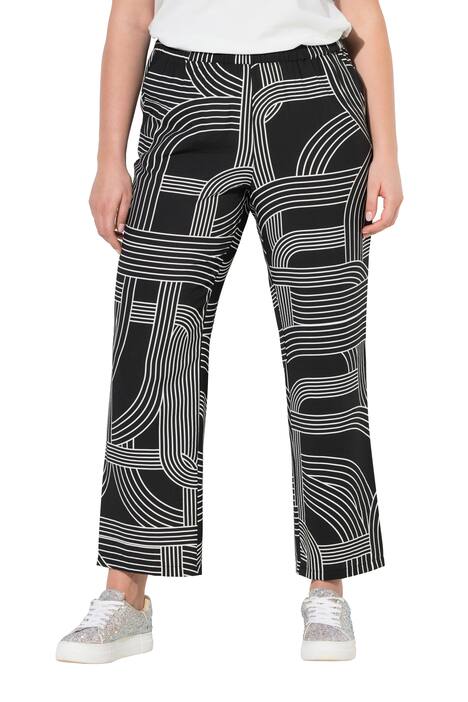 Kalhoty Rose, grafický potisk, široké nohavice, pružný pas