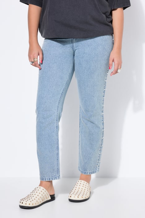 Mom-Jeans, Mom Shape, 5-Pocket, Zierperlen