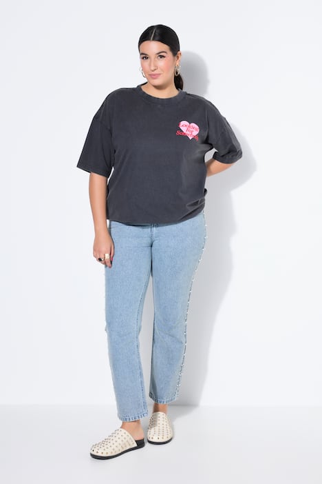 Mom-Jeans, Mom Shape, 5-Pocket, Zierperlen