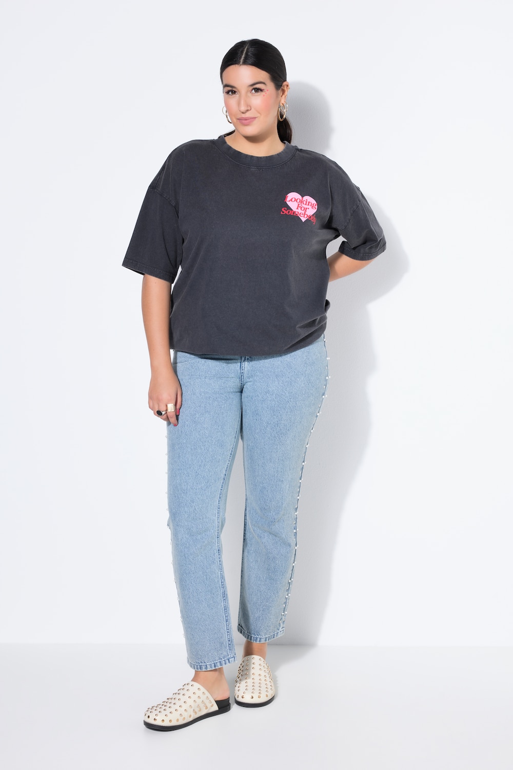 Mom-Jeans, Mom Shape, 5-Pocket, Zierperlen