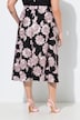 Spódnica midi, aplikacje w kwiaty, trapezowy krój, elastyczny pas