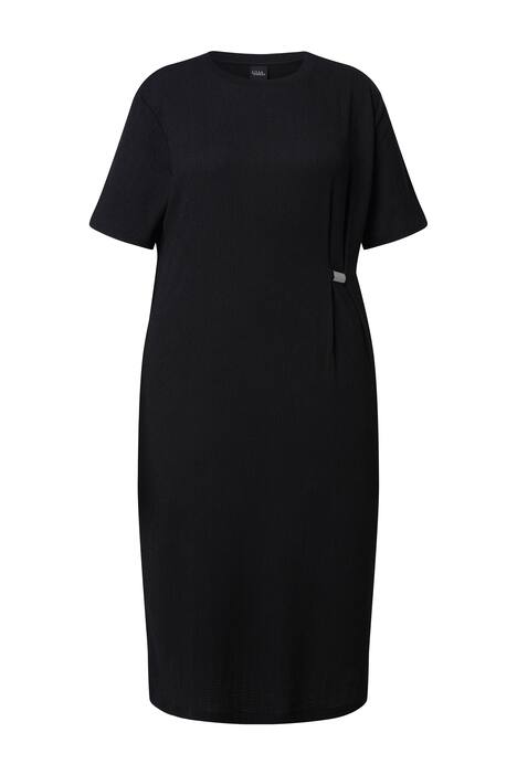 Midi šaty, struktura, kulatý výstřih, oversized, polo rukávy