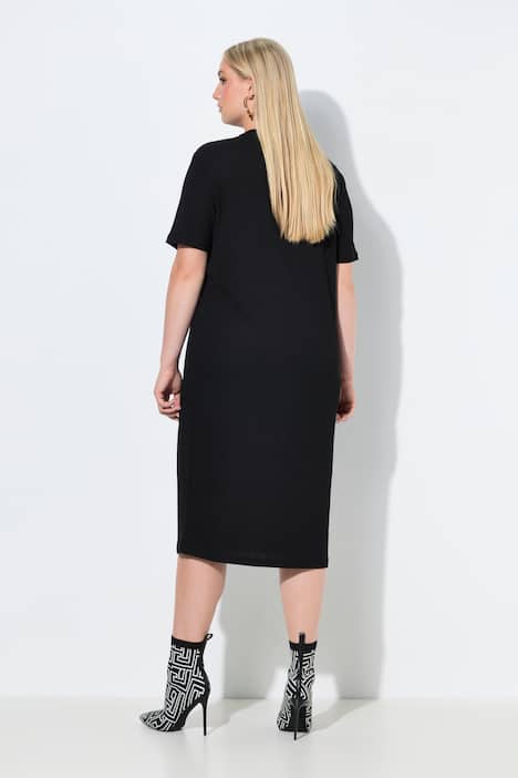 Ring Detail Short Sleeve Stretch Fit Dress