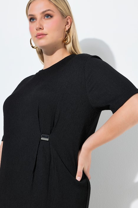 Ring Detail Short Sleeve Stretch Fit Dress