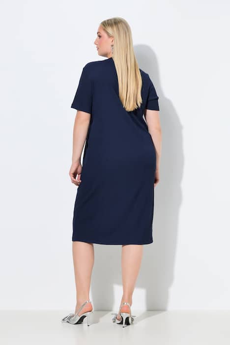 Ring Detail Short Sleeve Stretch Fit Dress