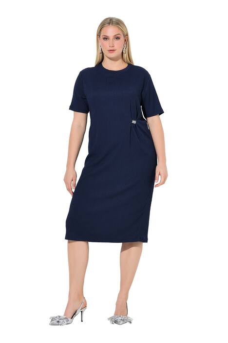 Midi šaty, struktura, kulatý výstřih, oversized, polo rukávy