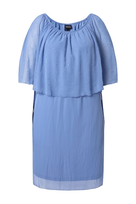 Šaty, šifonový volán, áčkový střih, výstřih Carmen