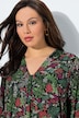 Bluse, Blütenmuster, Godetfalten, A-Linie, Langarm