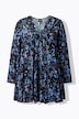 Bluse, Blütenmuster, Godetfalten, A-Linie, Langarm