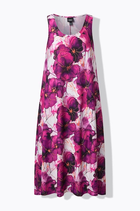 Jerseykleid, Blüten, Rundhals, ärmellos