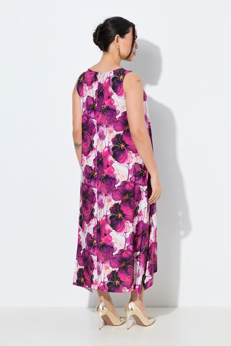 Jerseykleid, Blüten, Rundhals, ärmellos