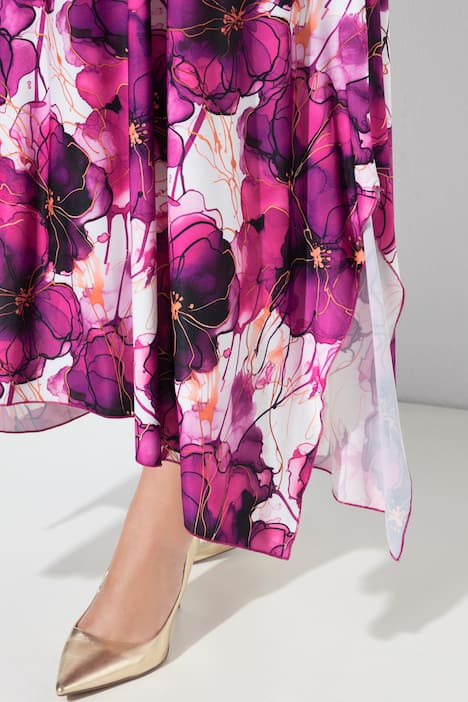 Jerseykleid, Blüten, Rundhals, ärmellos