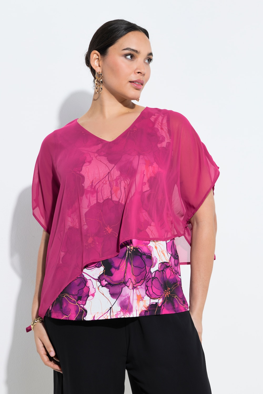 Blusenshirt, doppellagig, Halbarm