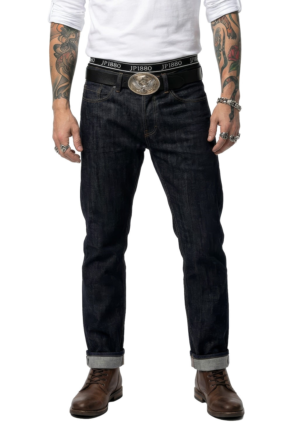 Stora storlekar Selvedge Denimjeans, Her, blå, storlek: 54, Bomull, JP1880