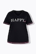 T-Shirt, Boxy Fit, HAPPY Schriftzug, Neonnähte