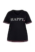 Tričko, Boxy střih, nápis HAPPY, neonové švy