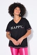 T-Shirt, Boxy Fit, HAPPY Schriftzug, Neonnähte