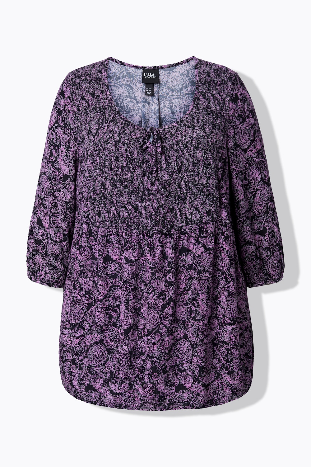Stora storlekar Blus med smock, Dam, svart, storlek: 66/68, Viskos, Ulla Popken